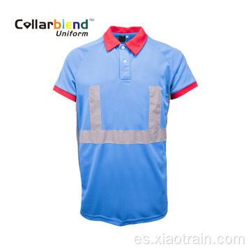 Camiseta de trabajo azul con cinta reflectante